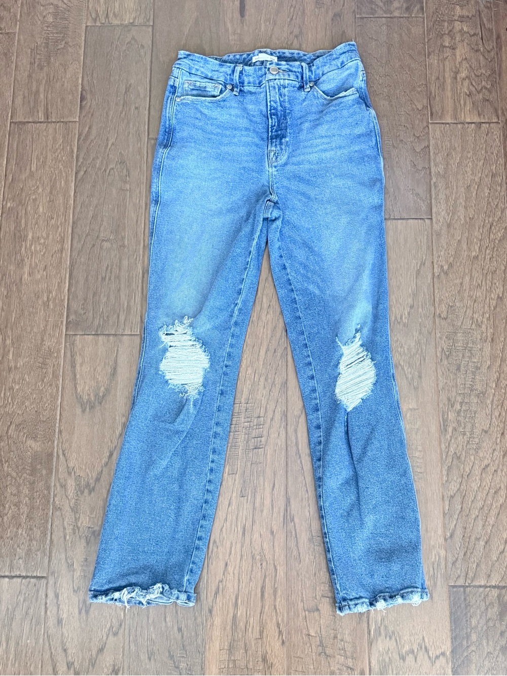 Women's Good American Distressed Straight-Leg Jeans